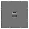 Розетка 2-местная USB + Type C (механизм), 250В, 20W, серия Эмили, RST10-5115-10, платинов