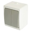 Выключатель 2-клавишный, 250В,10А, IP54, серия Велена, белый/серый