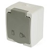 Розетка 1-местная с крышкой с/з, 250В, 16А, IP54, серия Велена, белый/серый