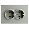 Розетка 2-местная с защитной шторкой с/з, 250В, 16А, серия Эмили, RST16-5114-10, платиново