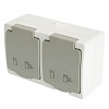 Розетка 2-местная с крышкой с/з, 250В, 16А, IP54, серия Велена, белый/серый