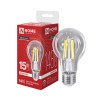 Лампа светодиодная LED-A60-deco 15Вт 230В Е27 4000К 1480Лм прозрачная IN HOME