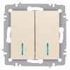 6-105-02 Выключатель Intro Accent 6-105-02 двойной с подсветкой, 10А-250В, IP20, СУ, AL/C