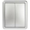 11-1205-03  Выключатель ЭРА Эксперт 11-1205-03 двойной с подсветкой IP20 10АХ-250В ОУ алюм