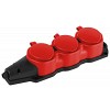 KX-3e-RED-IP44 Колодка ЭРА KX-3e-RED-IP44 каучуковая с заземлением 3 розетки 16A IP44 красная