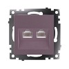 Розетка компьютерная 2-местная RJ-45 (механизм), серия Катрин, GLS00-7109-04, шоколад