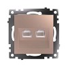 Розетка компьютерная 2-местная RJ-45 (механизм), серия Катрин, GLS00-7109-02, шампань