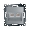 Розетка компьютерная 2-местная RJ-45 (механизм), серия Катрин, GLS00-7109-03, серебро