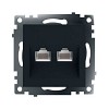 Розетка компьютерная 2-местная RJ-45 (механизм), серия Катрин, GLS00-7109-05, черный