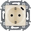 INSPIRIA Розетка 1-местная с заземлением с защитными шторками 16А с USB C 5В безвинтовое крепление слоновая кость