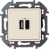 INSPIRIA Зарядное устройство USB А+С 3000мА 5Вслоновая кость