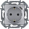 INSPIRIA Розетка 1-местная с заземлением с защитными шторками 16А с USB C 5В безвинтовое крепление алюминий