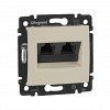 VALENA Розетка компьютерная двойная RJ45 категория 5Е UTP с захватами слоновая кость