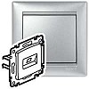 VALENA Розетка компьютерная двойная RJ45 категория 6 UTP с захватами алюминий