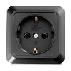 Розетка 2П+3 открытой установки IP20 16А 250В (керамика) черная Альфа General