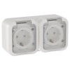 TORS Розетка 2-местная горизонтальная 16А IP55 TS322 белый IEK