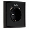 Розетка 1-местная с заземлением USB+Type-C 16А черная "Капелла" (SBE-09b-16-S1-USB)