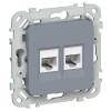 FLITE Розетка 2-местная компьютерная RJ45 категория 5Е UTP РК5е-2-0-ФлМ маренго IEK