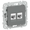 FLITE Розетка 2-местная компьютерная RJ45 категория 5Е UTP РК5е-2-0-ФлМА мокрый асфальт IE