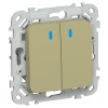 FLITE Выключатель 2-клавишный с индикацией 10А ВС12-1-1-ФлО оливковый IEK