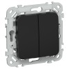 FLITE Выключатель 2-клавишный кнопочный 10А ВС12-2-0-ФлЧ черный IEK
