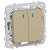 FLITE Выключатель 2-клавишный с индикацией 10А ВС12-1-1-ФлХ хаки IEK
