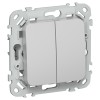 FLITE Выключатель 2-клавишный 10А ВС12-1-0-ФлА алюминий IEK