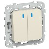 FLITE Выключатель 2-клавишный с индикацией 10А ВС12-1-1-ФлСл сливочный IEK