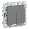FLITE Выключатель 2-клавишный 10А ВС12-1-0-ФлМА мокрый асфальт IEK