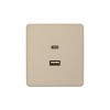 Розетка ROUND USB-A+Type-C 3А с функцией быстрой зарядки шелк KRANZ