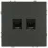 15-3108-06  Розетка ЭРА Galaxy 15-3108-06 информационная двойная 2XRJ45 IP20 графит