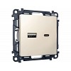 MA331010 Комплект механизма розетки ALFA Бежевый матовый 2USB A+C 20W (быстрая зарядка) QUANT (AP3310, VM177)