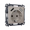 MA369010 Комплект механизма электрической розетки ALFA Серо-бежевый матовый 2USB A+A 18W (быстрая зарядка) с/з QUANT (AP3690, VM155)