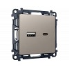 MA371010 Комплект механизма розетки ALFA Серо-бежевый матовый 2USB A+C 20W (быстрая зарядка) QUANT (AP3710, VM177)