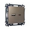 MA641010 Комплект механизма розетки ALFA Темная бронза матовый 2USB A+C 20W (быстрая зарядка) QUANT (AP6410, VM177)