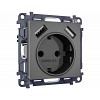 MA659010 Комплект механизма электрической розетки ALFA Антрацит серый 2USB A+A 18W (быстрая зарядка) с/з QUANT (AP6590, VM155)
