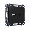 MA811010 Комплект механизма розетки ALFA Черный матовый 2USB A+C 20W (быстрая зарядка) QUANT (AP8110, VM177)