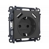MA909010 Комплект механизма электрической розетки ALFA Графит мягкое касание 2USB A+A 18W (быстрая зарядка) с/з QUANT (AP9090, VM155)