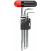Ключи TORX 9 шт. CrV Т10-Т50, с отверстием, длинные, с пласт.Т-обр.ручкой, Профи