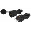 VX13-B-IP44 + RX11-B-IP44 Набор вилка+розетка ЭРА VX13-B-IP44 + RX11-B-IP44 каучуковые c заземлением 16А IP44 прямые черные