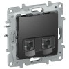 IEKETIKA Розетка компьютерная двойная RJ45 категория 5Е UTP 6726551 антрацит IEK