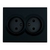 Розетка 2-местная с защитной шторкой б/з, 250В, 16А, серия Мия, RST16-3113-05, черный барх