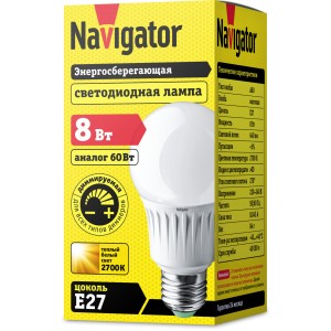 Лампа Navigator 94 375 NLL-A60-8-230-2.7K-E27-DIMM