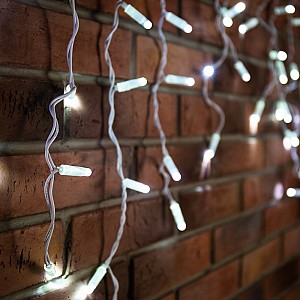 Гирлянда светодиодная Бахрома (Айсикл) 2,4х0,6м 88 LED БЕЛЫЙ белый ПВХ IP65 постоянное свечение 230В блок в комплекте NEON-NIGHT