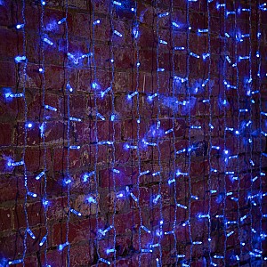 Гирлянда светодиодная Занавес 2х3м 448 LED СИНИЙ прозрачный ПВХ IP65 постоянное свечение 230В нужен блок 303-500-1 NEON-NIGHT