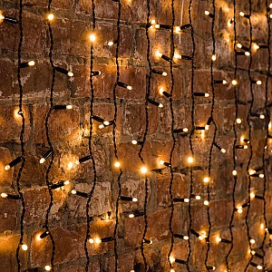 Гирлянда светодиодная Занавес 2х3м 600 LED ТЕПЛЫЙ БЕЛЫЙ черный ПВХ IP65 постоянное свечение 230В нужен блок 303-500