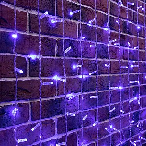 Гирлянда светодиодная Занавес 2х6м 768 LED СИНИЙ прозрачный ПВХ IP65 постоянное свечение 230В нужен блок 303-500-1 NEON-NIGHT