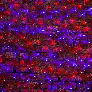 Гирлянда светодиодная Сеть 2х1,5м 288 LED КРАСНЫЙ/СИНИЙ черный ПВХ IP65 свечение с динамикой 230В контроллер в комплекте NEON-NIGHT