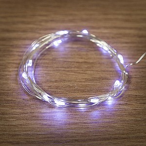 Гирлянда светодиодная Роса 2м, 20LED, БЕЛЫЙ, IP20, тонкий батарейный блок, 2хCR2032 в комплекте NEON-NIGHT