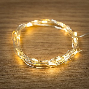 Гирлянда светодиодная Роса 2м, 20 LED, ТЕПЛЫЙ БЕЛЫЙ, IP20, 2хCR2032 в комплекте NEON-NIGHT